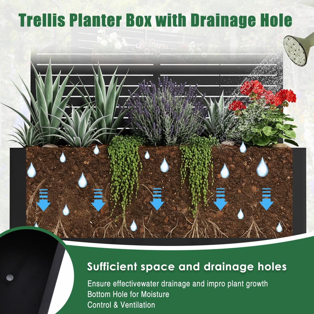 Privacy Planters with Trellis and Wheels 70.87x35.43x15.75 Inch Outdoor Garden Box Suitable for Climbing Plants and Vegetables