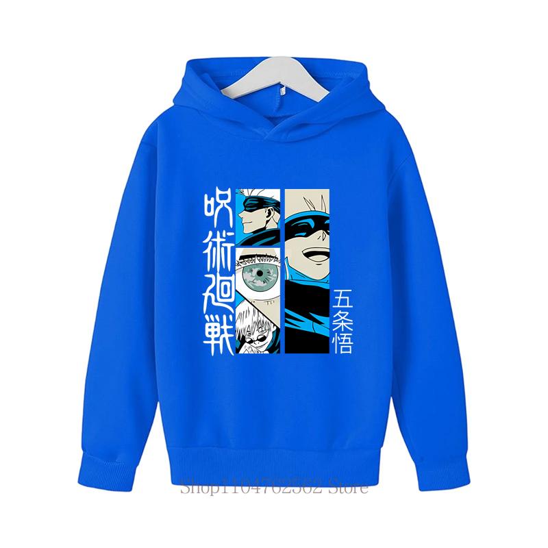 Jujutsu Kaisen Print Children Hoodies Boys Fall Winter Long Sleeve Tops Pullover Casual Harajuku Fashion Kids Fleece Sweatshirts