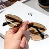 Trendy Retro Oval Metal Frame UV Protection Sunglasses for Women - Dark Green High-End Style