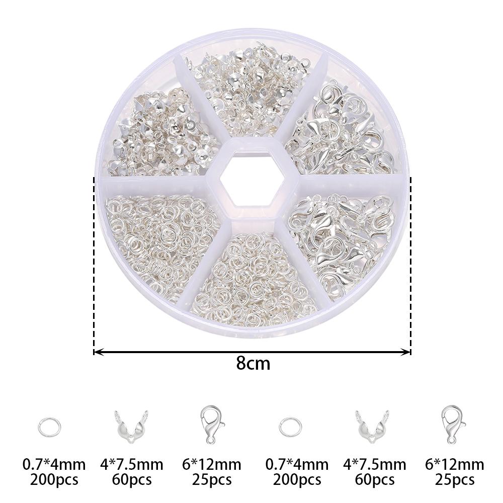 1set Gold Silver Lobster Clasp Open Jump Rings Crimp Beads End Cap For Jewelry Making DIY Necklace Connector Accessories