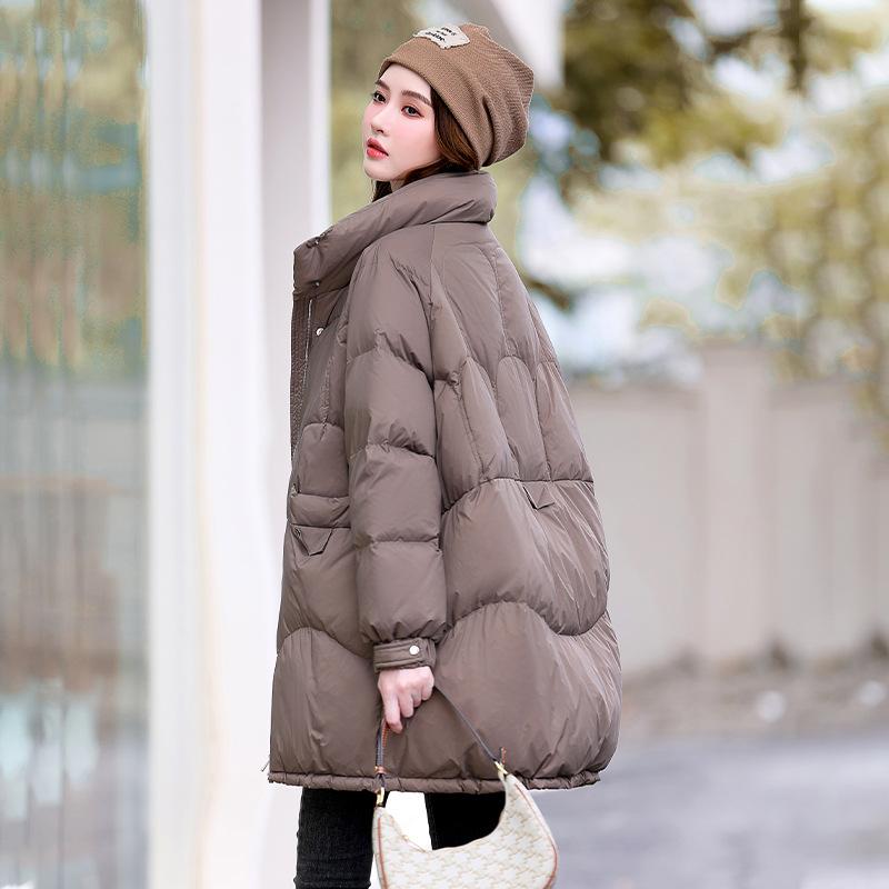 Fashion medium and long down jackets women's autumn and winter 2024 new fashion warm white duck down winter coat tide