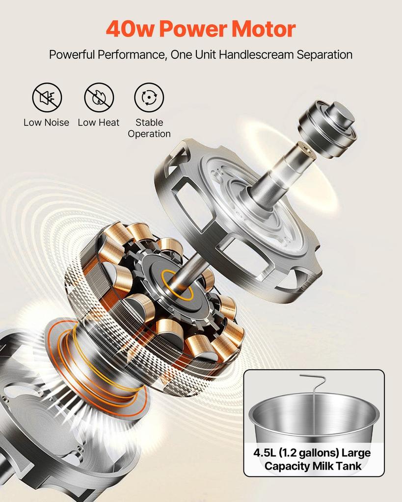 Electric Milk Cream Separator, 60L/H Output 10500RPM Milk Cream Centrifugal Separator, 304 Stainless Steel Goat Cow Milk Skimmer Separating Machine