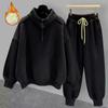 Men's Fleece-Lined Half-Zip Sweatshirt: Trendy Hong Kong Style, Thickened, Half-High Neck, Long Sleeve, with Loose Fit