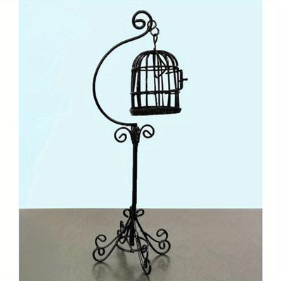 1:12 Dollhouse Miniature Furniture Mini Metal Bird Cage Stand Birdcage Modle Toys for Doll House Decor Garden Courtyard Ornament Model House