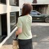 Large Size Niche Design Drawstring T-shirt Women's Summer New Thin V-neck Pullover Top 232104