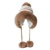 Autumn and Winter Cute Bear Fur Ball Plush Knitted Hat for Women Korean Style Ins Thickened Warm Ear Protection Cold Proof Woolen Hat