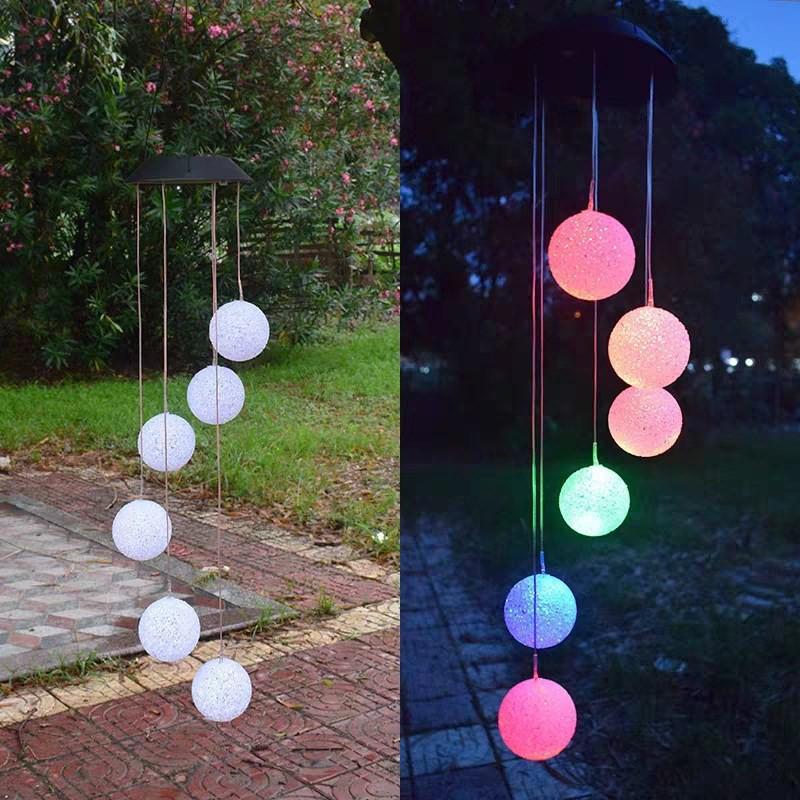 Solar Wind Chime: Seven-Color Gradient Waterproof Garden Lamp for Outdoor Decoration