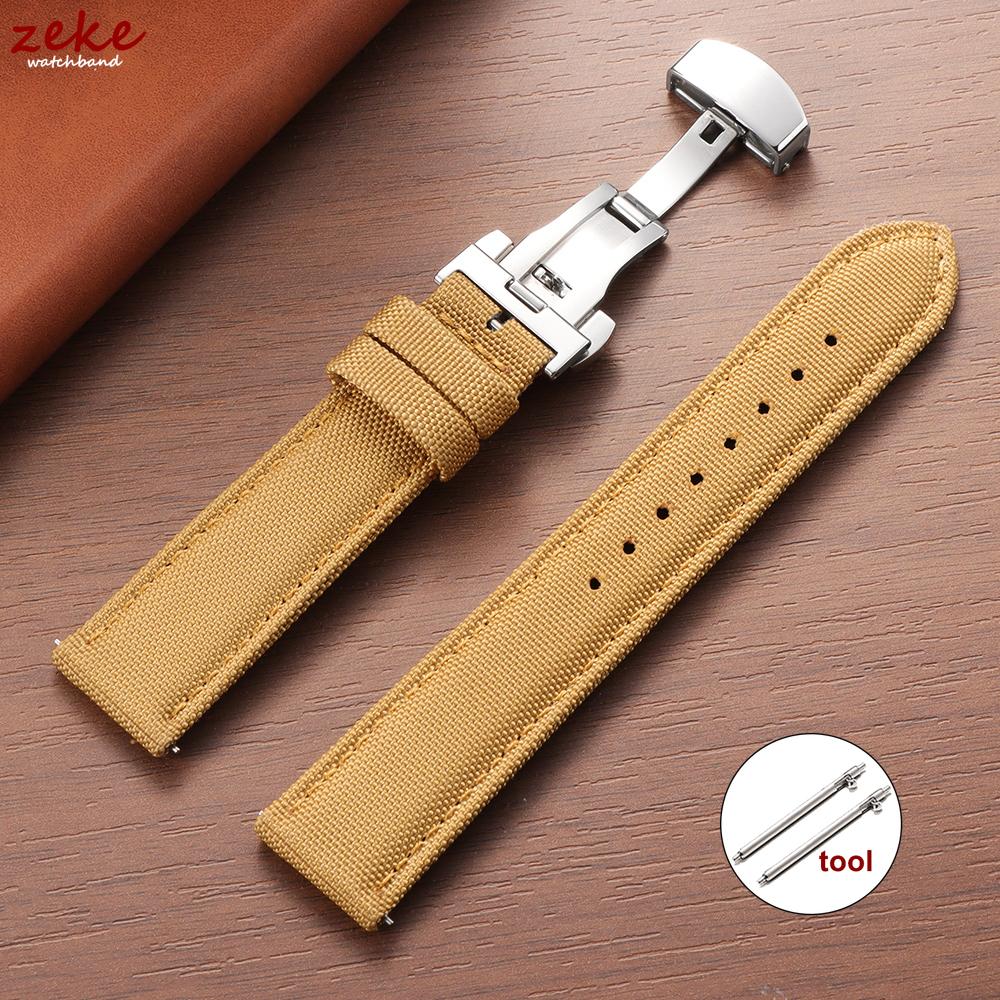 Quick Release Nylon Sailcloth Watch Strap 20mm 22mm Butterfly Buckle Band for Omega for Seiko Watchband Men's and Women's Belt