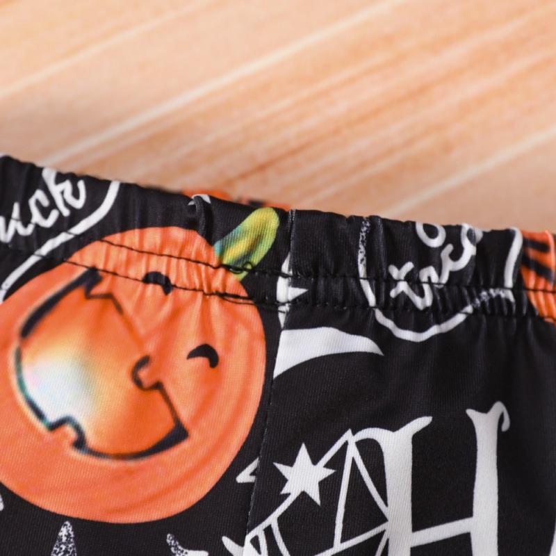 Baby Romper Pants And Hat Three Piece Set Letter Pumpkin Print Baby Halloween Costume Set