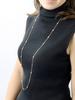 [VINGTAINE] Elegant Stone Chain Long Necklace Cubic Zirconia CZ Station Necklace C93-8-g