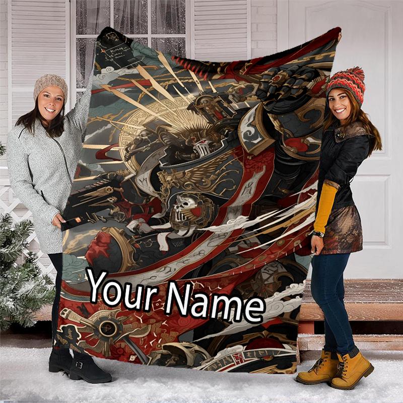 Custom Name Warhammer 40K Theme Printed Blanket - Perfect for Couch, Bed, Travel & Outdoor Use | Machine Washable, Cozy & Durable.