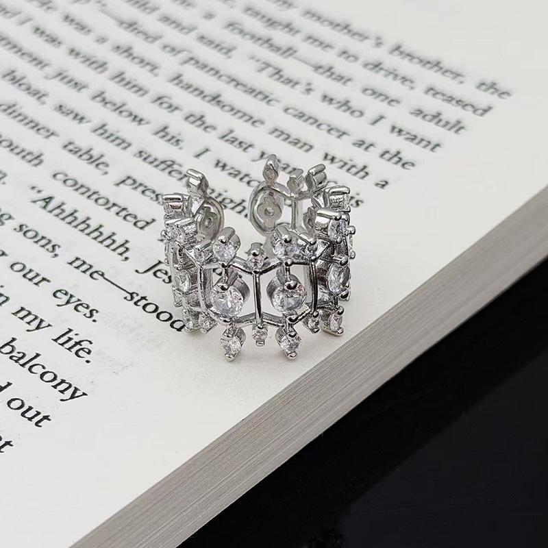 Planet Saturn Full Of Diamonds, Zircon, Gypsy Open Ring, Women'S Light Luxury Niche High-End Temperament French Index Finger Ring