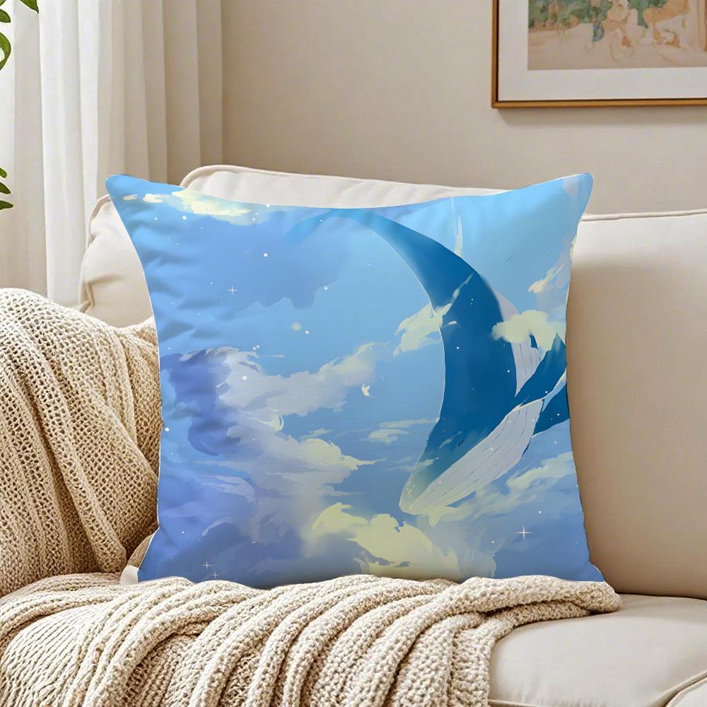 WWhale Cushion Cover Linen Pillowcase Soft  for Sofa Bed Home Room Decor