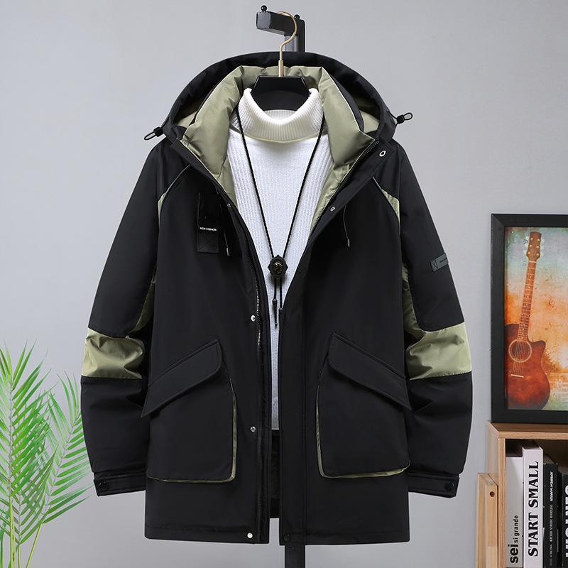 

Мужская водонепроницаемая походная куртка больших размеров средней длины с капюшоном, повседневное стеганое пальто 4XL-11XL 11XL чёрный