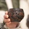 90ml Purple pottery vintage tea cup hand-carved ceramic master cup Traditional dragon phoenix single cup custom tea accessories