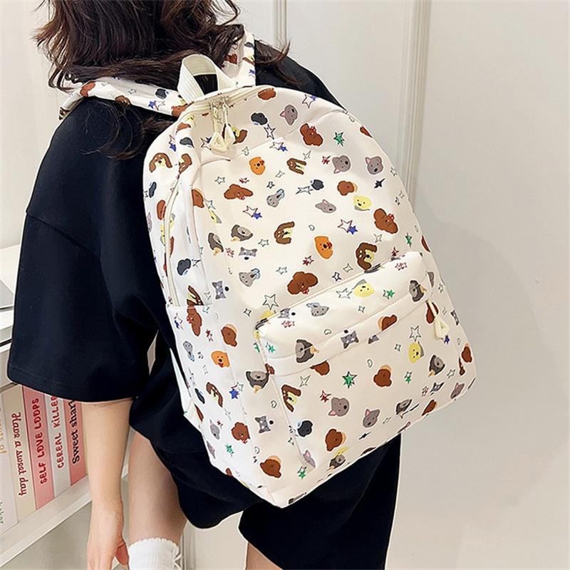 Cute Cartoon Puppy Dog Print Backpack Large-Capacity Casual Student Schoolbag  Delicate Personality Trend Travel Bag Gift