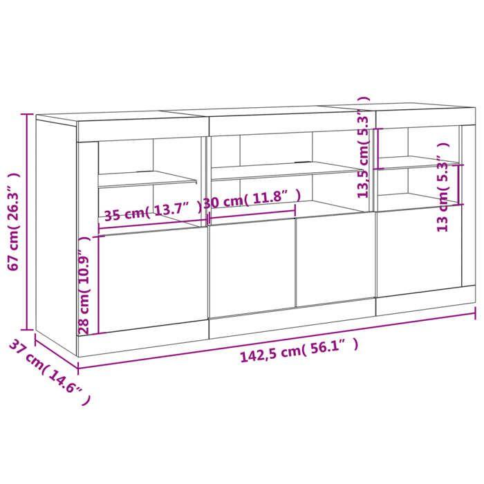 VidaXL Buffet avec Lumières LED, Armoire avec Porte, Meuble de Rangement, Organisateur de Salle de Séjour Intérieur, 3209067