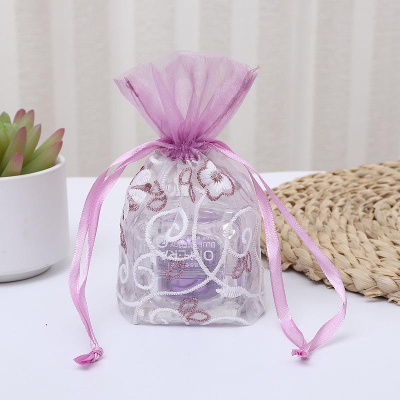 New 10X14CM Five Petal Flower White Lace Yarn Bag Folded Bottom Jewelry Drawstring Bag Creative Gift Slub Yarn Drawstring Pocket