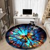 1pc Butterfly Stained Glass Chair Carpet for Office Non Slip, Machine Washable Rug for Office, Room Holiday Decor for Christmas, Birthday Polyester
