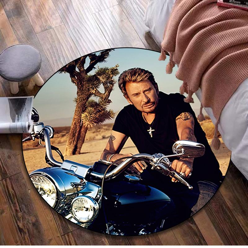 Johnny Hallyday Runder Teppich - Büro Dekorativer Teppich Für Wohnzimmer Schlafzimmer Fußmatte Bodenteppich Computerstuhl Bereichsteppich