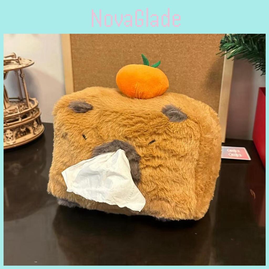 Adorable Capybara Tissue Box Plush Storage Container For Home And Car Organization