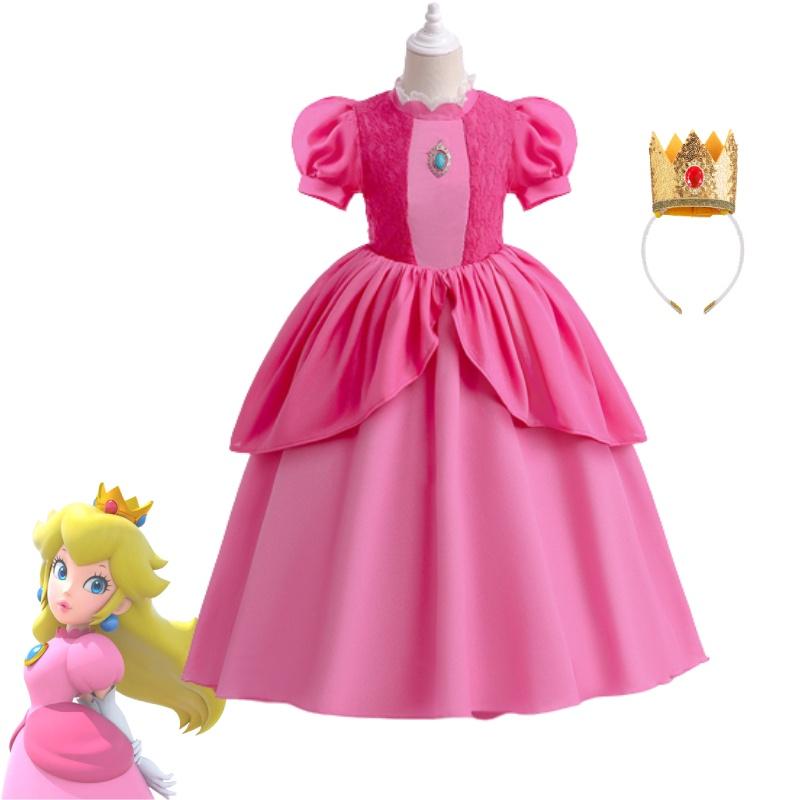 Cosplay Blue Princess Dress For Girls Lace Patchwork And Puffy Long Skirt