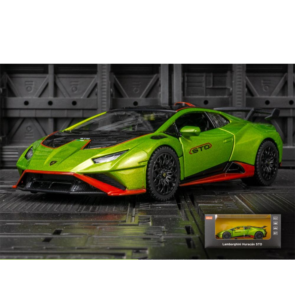 

Модель спортивного автомобиля Lambor Hurricane STO в масштабе 1/32, литая под давлением металлическая и игрушечная машина, модель звука и света, серия с откатным механизмом, игрушечные подарки 1/32-Size:14*6.5*3.5cm зелёный