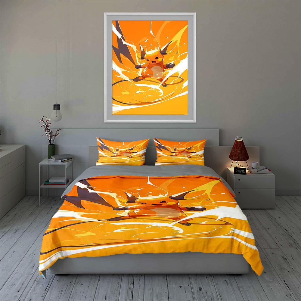 Orange Electric Character Bedding Duvet Cover Sets Duvet Covers Pillowcases Gifts (1 * Duvet Cover 2 * Pillowcases, Without Duvet Insert)
