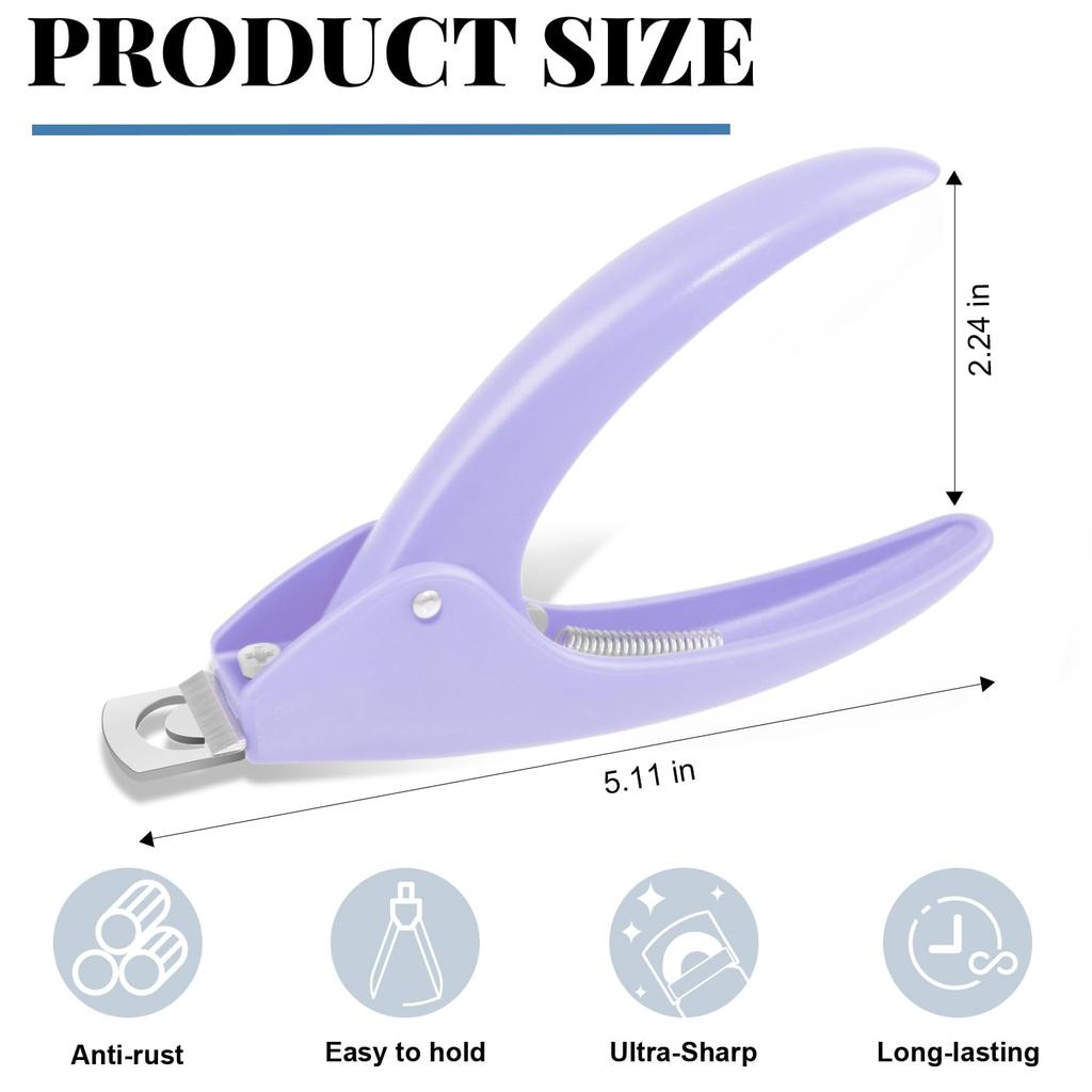 Acrylic Nail Cutter with Magnets Sizer, MORGLES Nail Clippers with Length Measurement for Salon Home Manicure, Purple