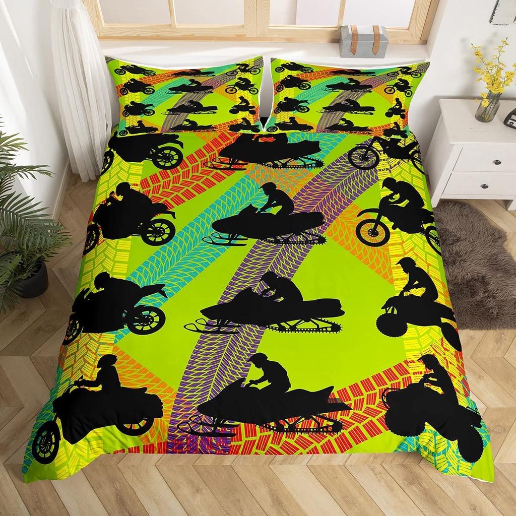 Dynetrekk for terrengsykkel Ekstremsport Sengetøysett Sykkelfører Dundyne Trekk Racing Dirt Bike Dynetrekk Twin Queen Size