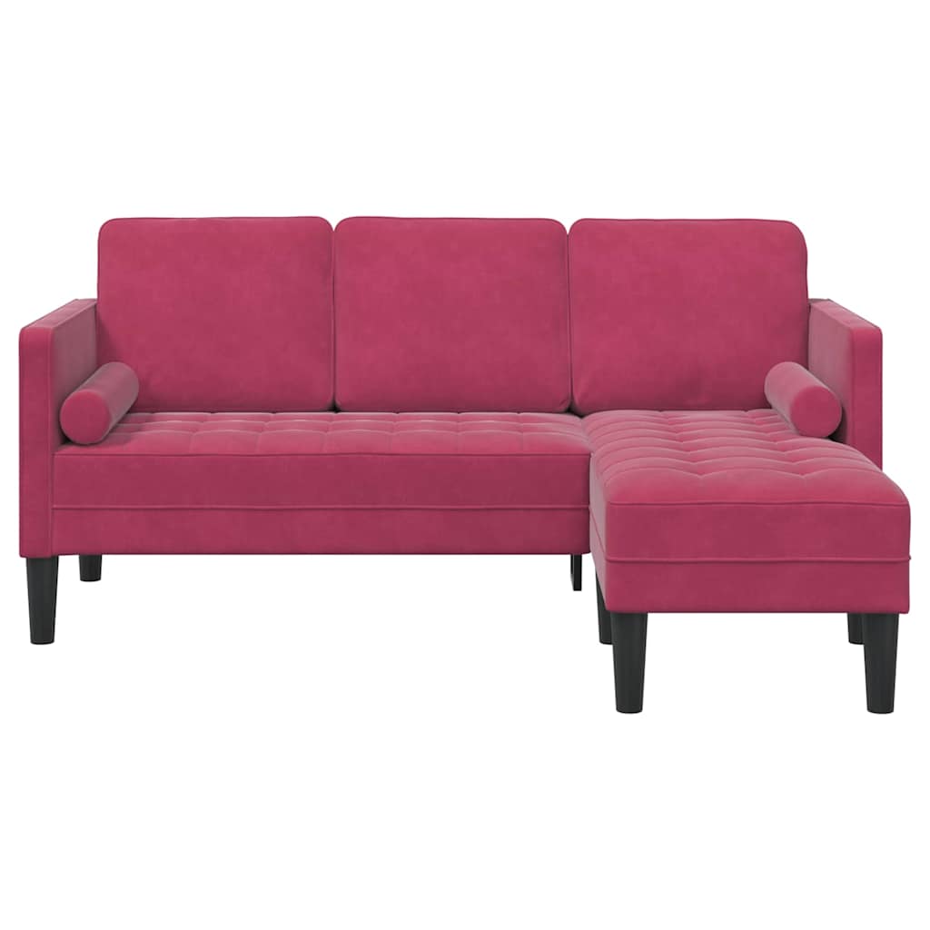 Sofa Set with Cushions Burgundy Polyester