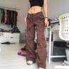 Women's Casual Gray Wide-Leg Trousers with Drawstring Belt and Pockets