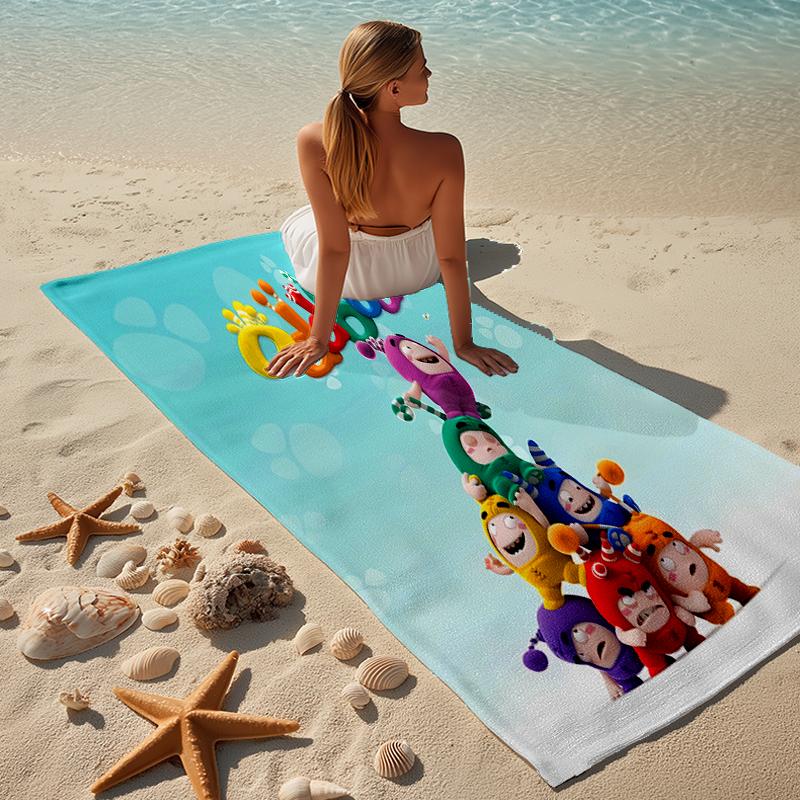 proof beach towel with a Oddbods pattern - soft,absorbent,quick-drying,machine washable - perfect for swimming,camping,bathing