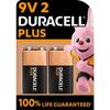 Duracell Plus 9v Alkaline Batteries, 6lr61 Mn1604, Pack of 2