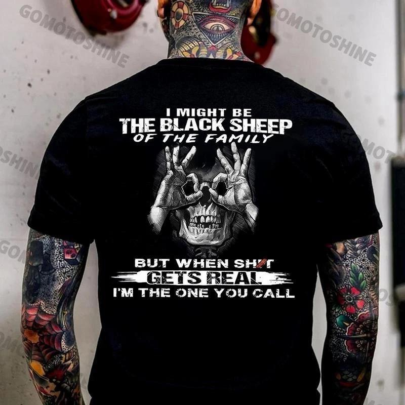I MIGHT BE THE BLACK SHEEP OF THE FAMILY Skull With OK Print Men s T-Shirt XXL