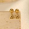 Stainless Steel Round Bead Earrings for Women, Triangle Pendant Earrings,Fashion Jewelry Gifts