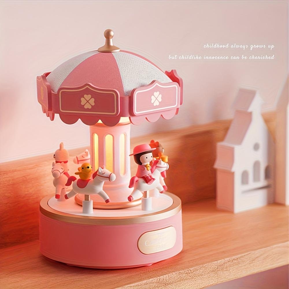 

Christmas Carousel Music Box Gift Night Light for Indoor Bedroom Living Room XMas Musical Figurine Collectible Indoor Office рожевий