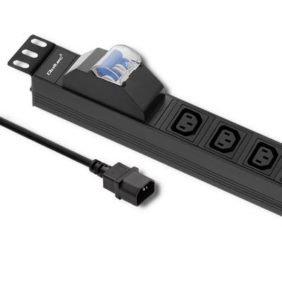 Qoltec Overload Protection Power Strip PDU For 19" Rack | 1U | 10A | 8Xiec C13 | C16 Fuse | 2M