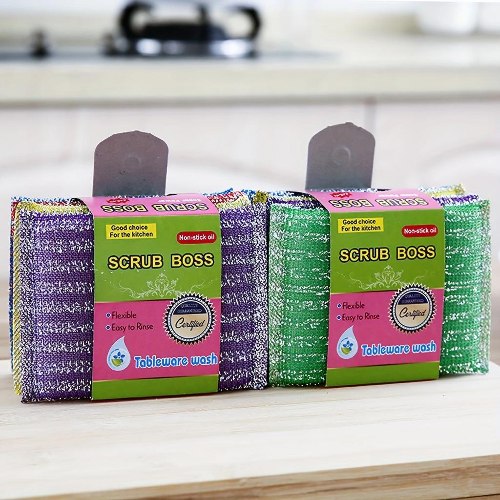 Pinstripe Scrubber Dishwashing Sponge Kitchen Dishwashing Dishcloth Sponge Wipe Brush Cleaner Cleaning Brush Kitchen Accessories