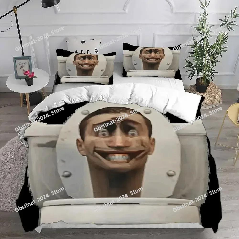 Game Skibidi Toilet Arale Bedding Set Print With Pillowcase Bed Duvet Cover Soft Single Double Queen Super King Size Kids Adult