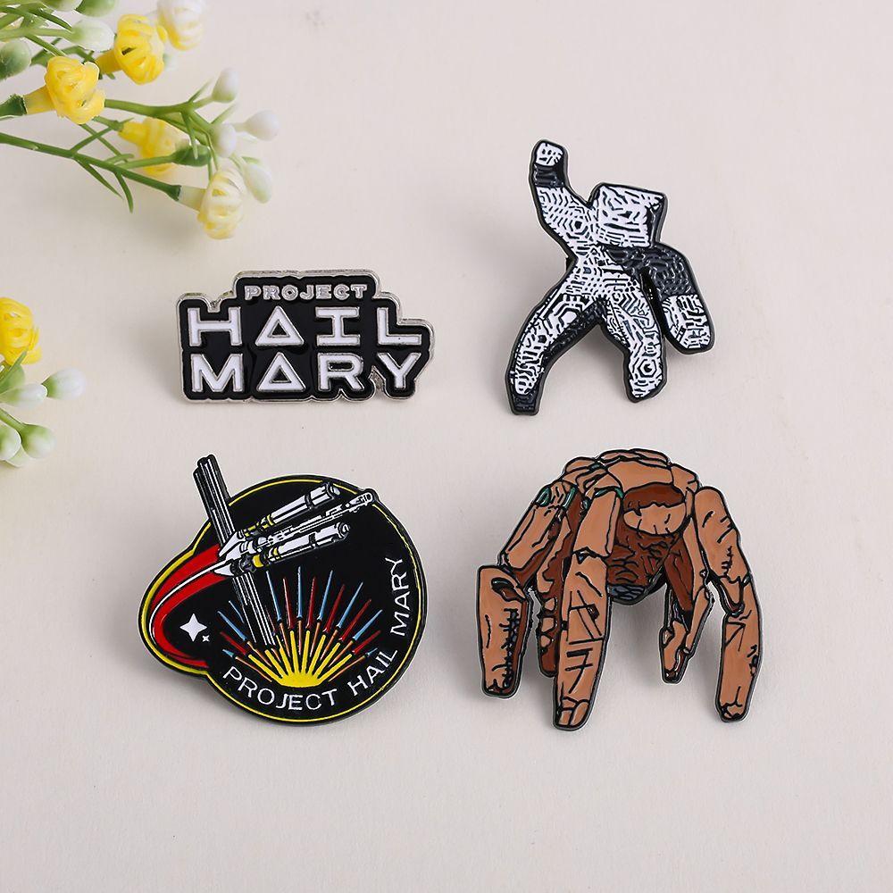 2026 HotNew Premium 4 Pack Project Hail Mary Sci-Fi Space Metal Enamel Pins Badge Brooch Backpack Jacket Decor Collectible Gifts