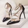 Stylish High Heel Sandals With Shine Pu Material For Elegant Office Wear