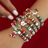 SHIXIN 6Pcs/Set Cute Santa Claus Christmas Tree Socks Elk Charm Bracelet Women Polymer Clay Beaded Bracelets New Year Jewelry