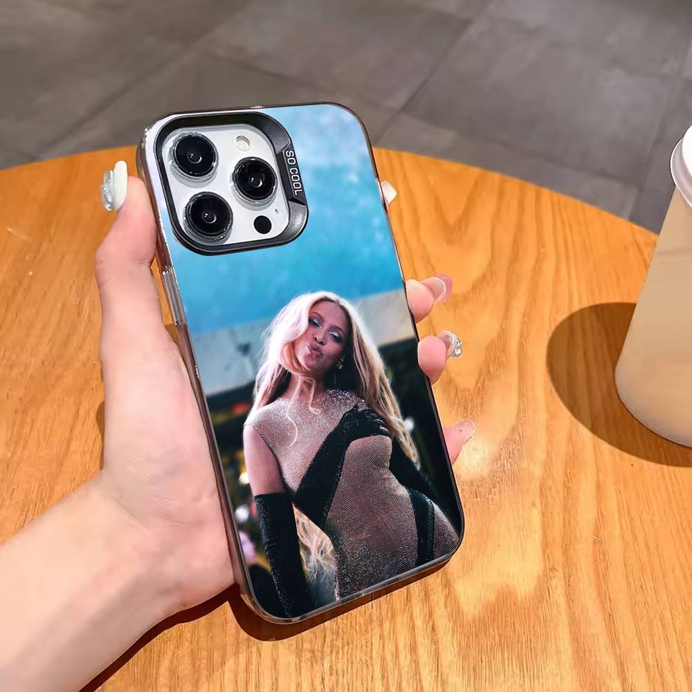 Singer B-Beyonce Phone Case For iPhone17,16,15,14,13,12,11,Pro,MAX Gray Matte Silicone Black Cover