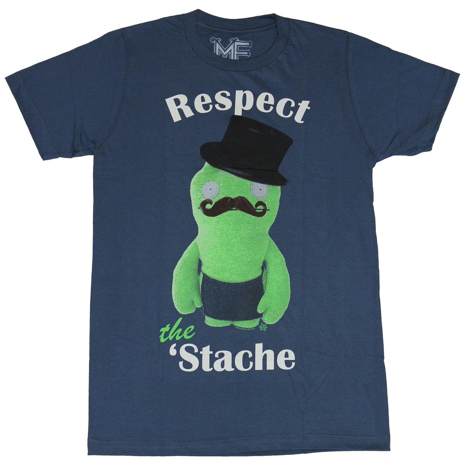 Ugly Dolls Adult New T-Shirt - Respect the Stache Green Ugly Doll With Mustache XXXL