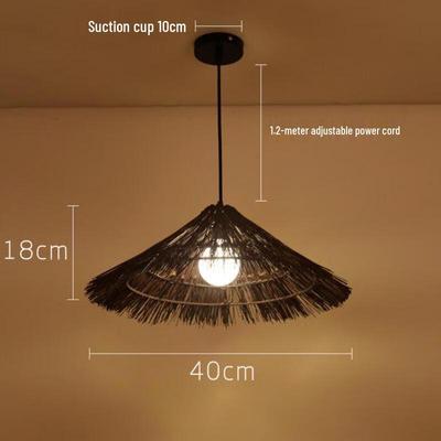 Pastoral Rattan Straw Hat Pendant Light