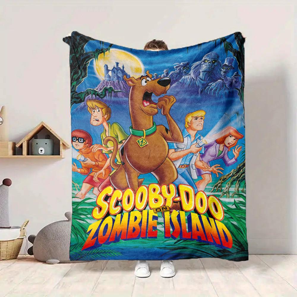 1Pc Scoobydoo Zombie Island Flannel Blanket, Soft And Comfortable, Casual Warm, Camping Travel, Christmas, Halloween Xmas Gift L1170