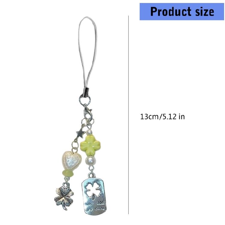 Bag Pendant Plant Phone Chain Four Leaf Grass Phone Charm Backpack Accessories Enhances Your Look with a Touch of Luck