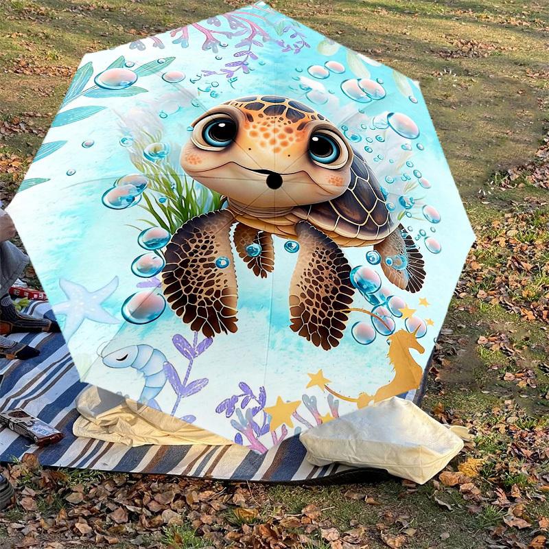 1PC Turtle Ocean Umbrella-8-Rib Reinforced Portable Folding Travel Suitable for All Seasons Outdoor Daily Use  -J0350