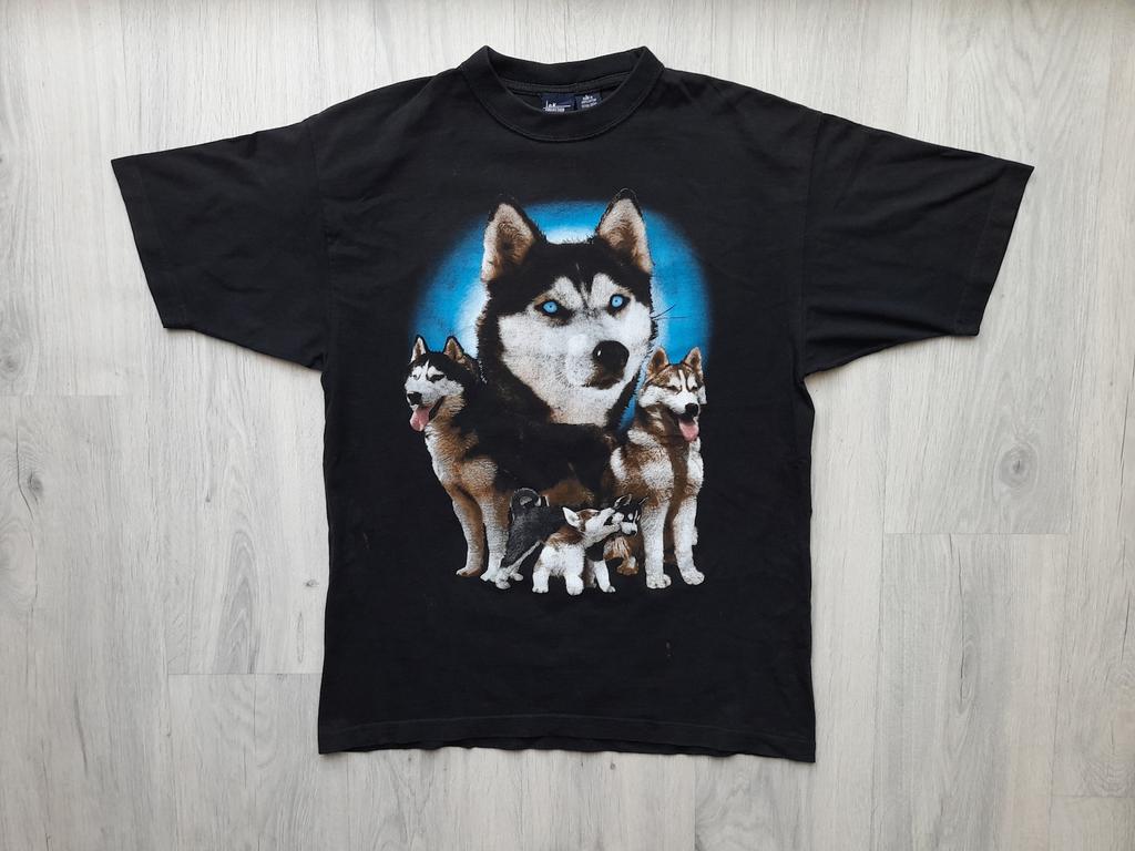 Vintage Husky Dog tee ,Large Size , Vintage Husky Puppy Dog Animal Shirt ,Husky Dog Lover Animal Print Large,Husky Dog Family tee
